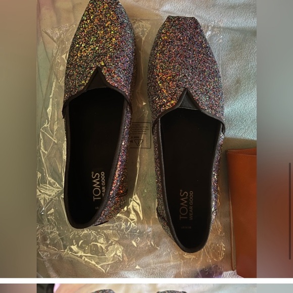 Toms Womens Alpargata Black Chunky Glitter Slip-on Shoe Size 8 - Picture 6 of 10